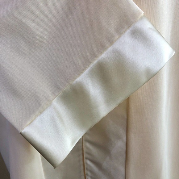 Vintage Sears Pajamas Size 34 Pale Yellow Ivory Satin 3 Piece Kimono Shirt Pants - Picture 6 of 16